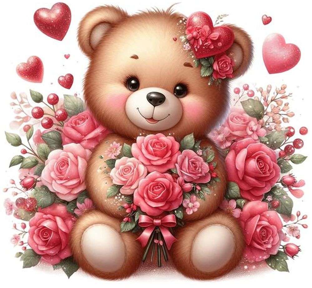 Valentýnský medvídek skládačky online