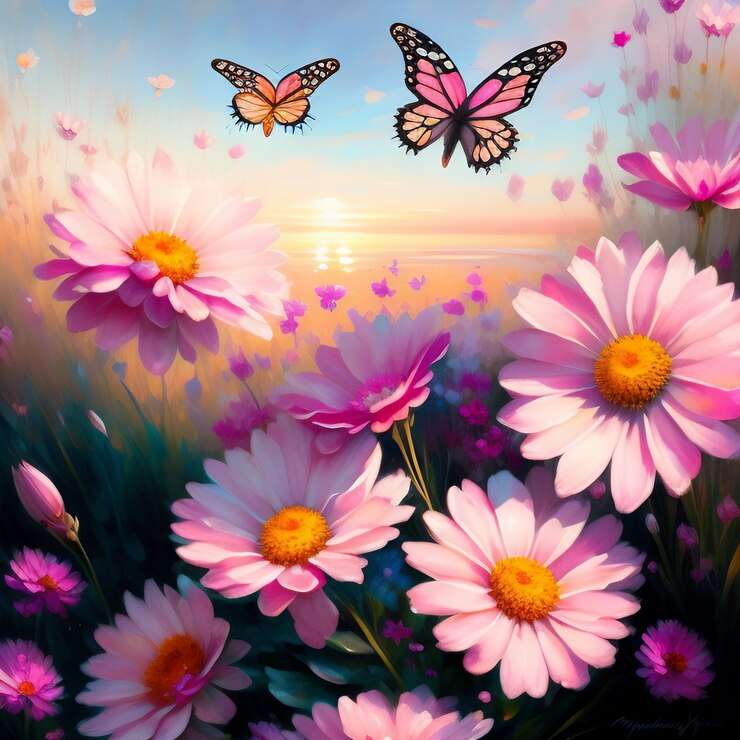 mooie bloem met vlinder online puzzel