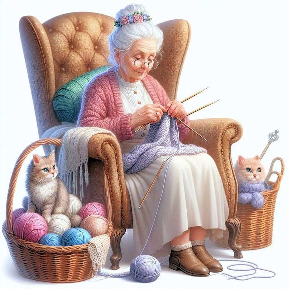 Nana cu pisicile ei puzzle online