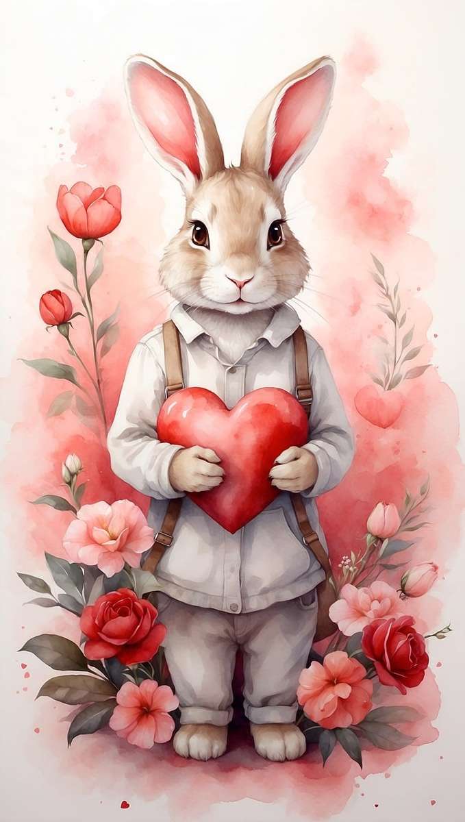 Kanin med ett hjärta pussel på nätet