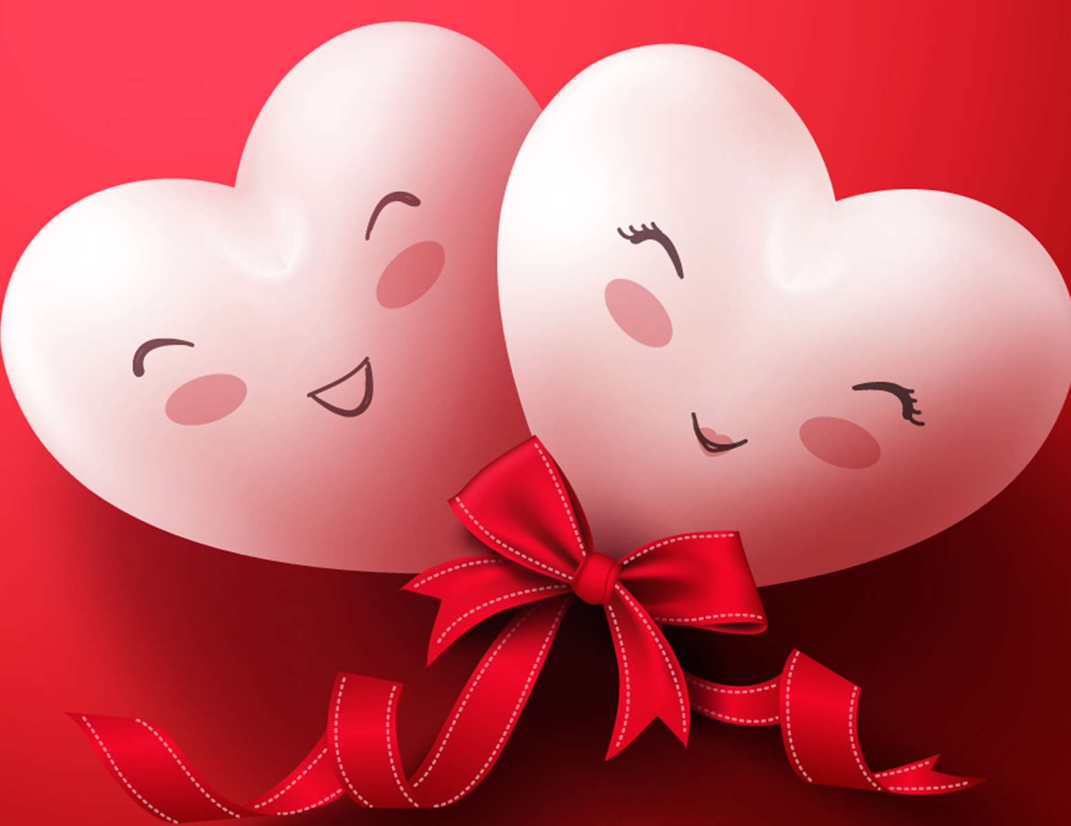 Dois corações - rostos puzzle online