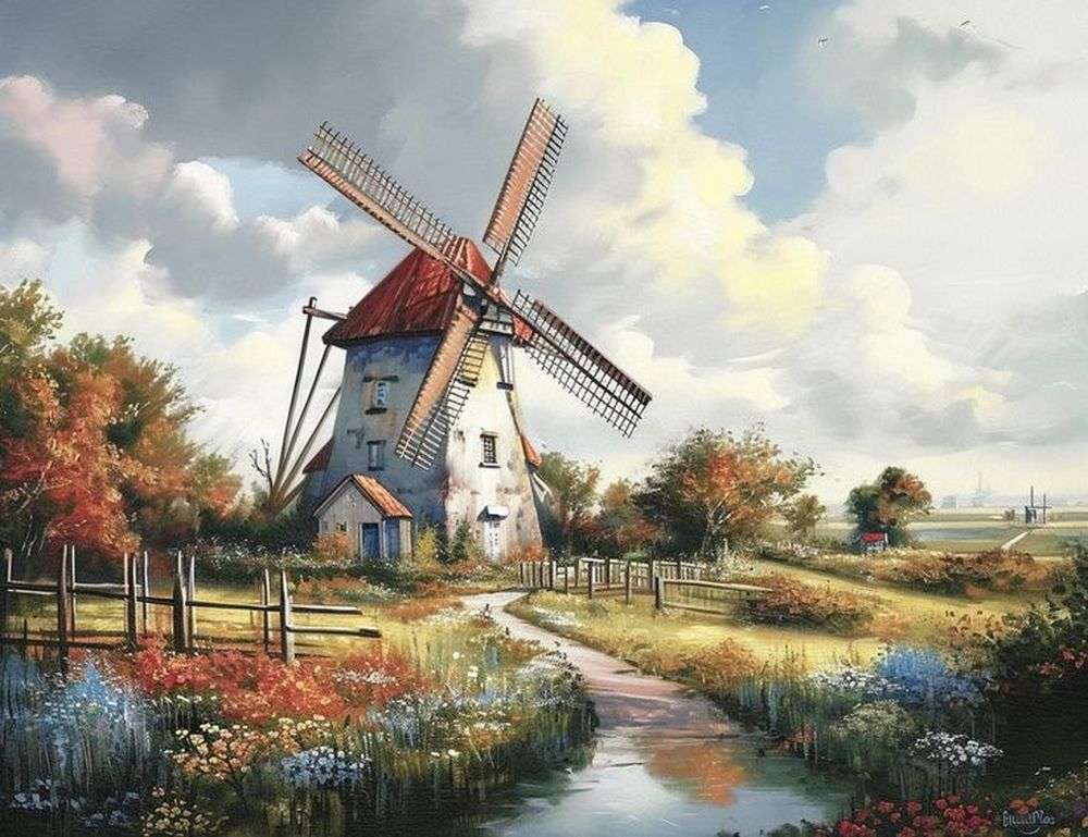 Holandský větrný mlýn online puzzle