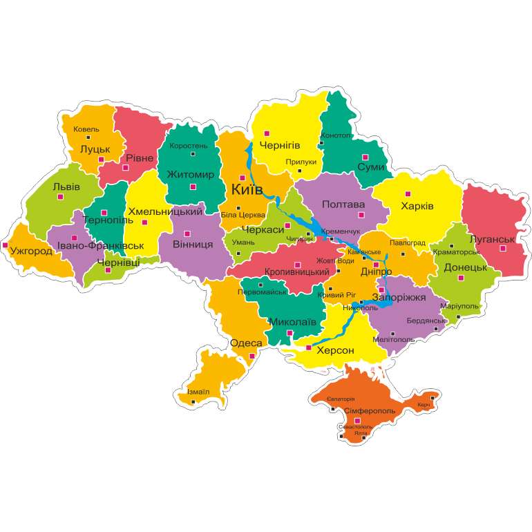Mapa Ukrajiny skládačky online