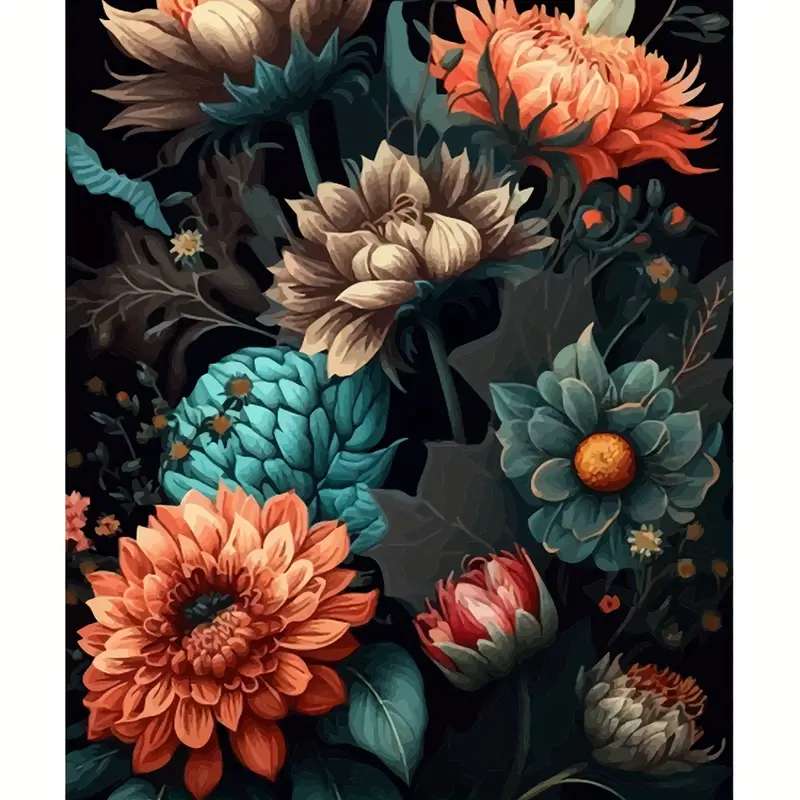 λουλούδια σε σκούρο φόντο online παζλ