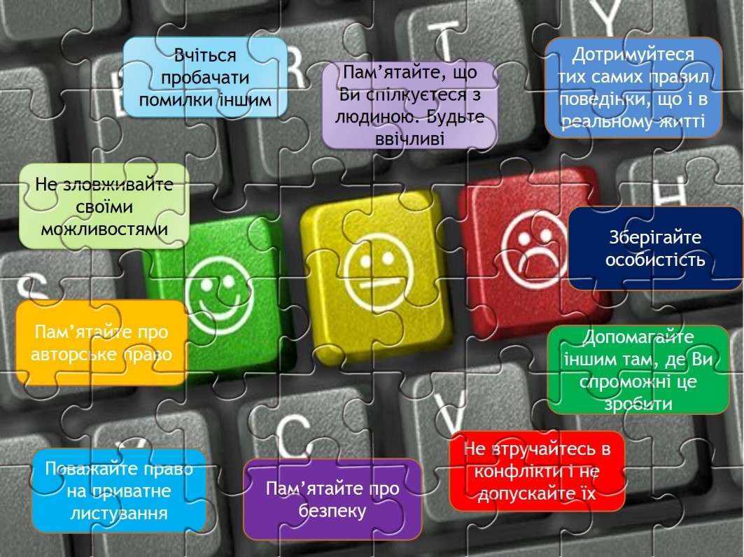 Netiquette-Verhaltensregeln im Internet Puzzlespiel online