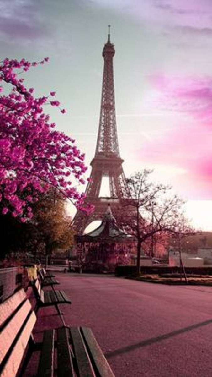захід сонця в паризькій ейфелевій вежі онлайн пазл