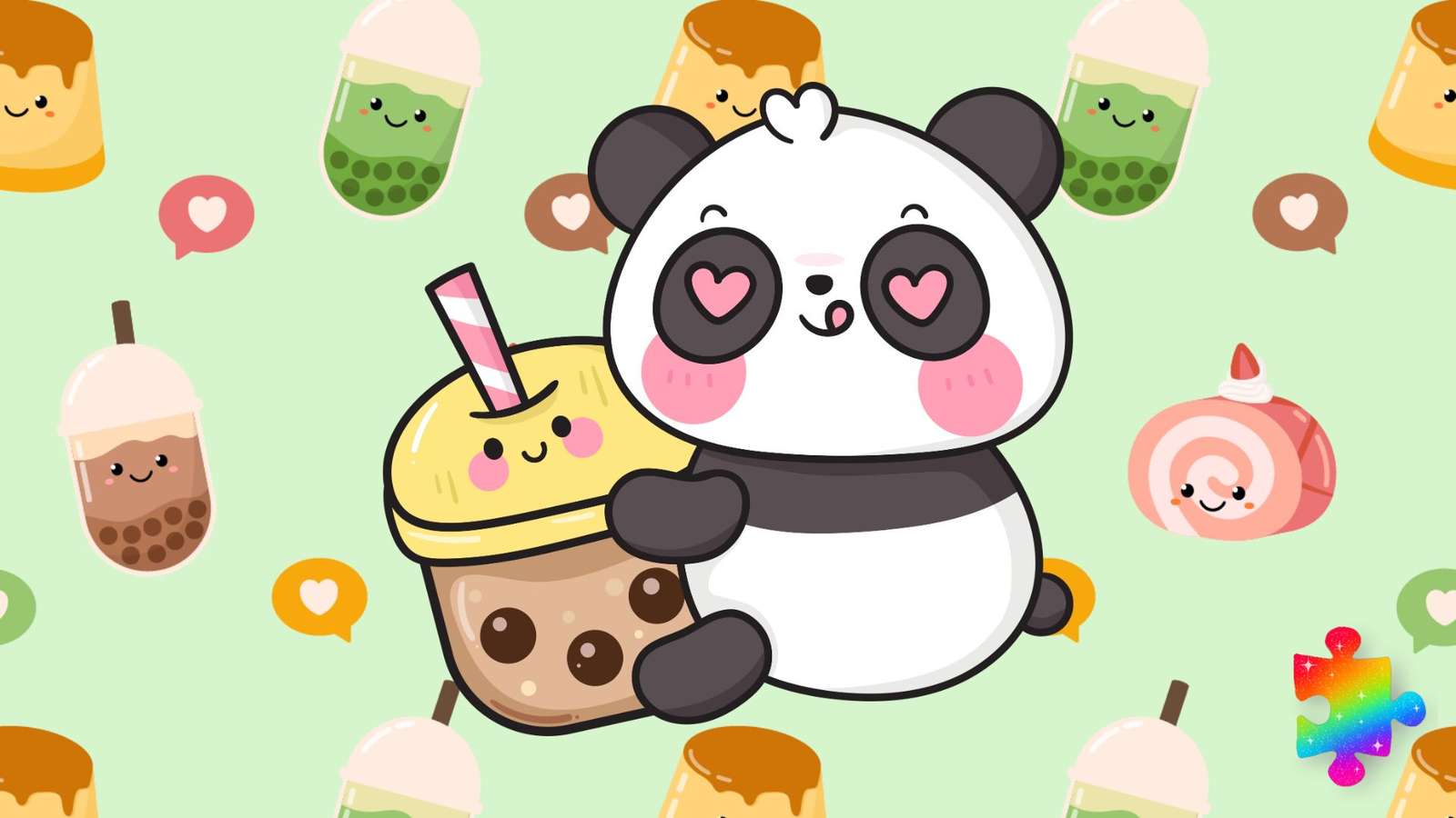 Panda de chá de bolhas quebra-cabeças online