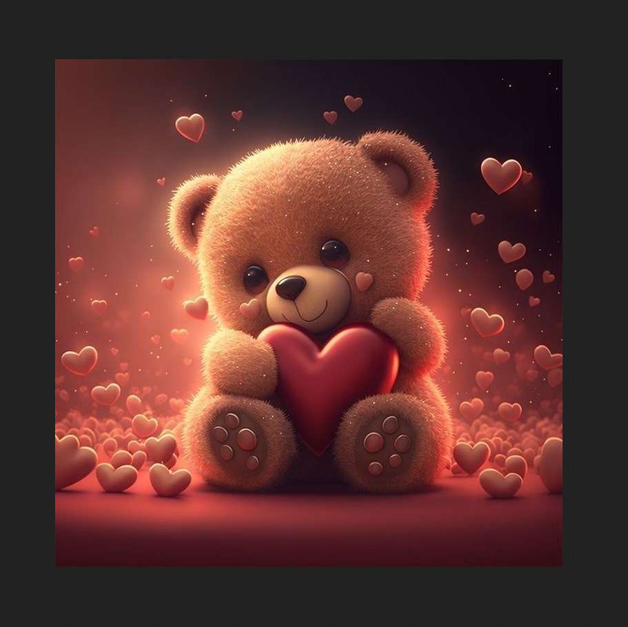 Happy Valentine's Day - teddy bear with a heart online puzzle