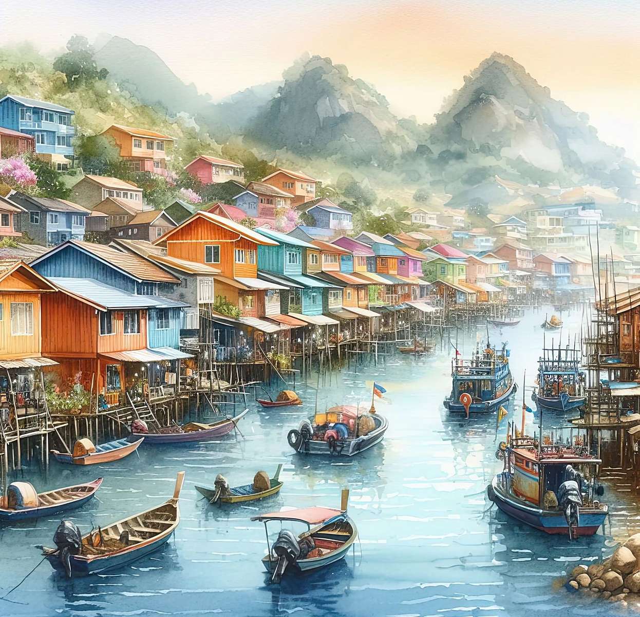 Village de pêcheurs puzzle en ligne
