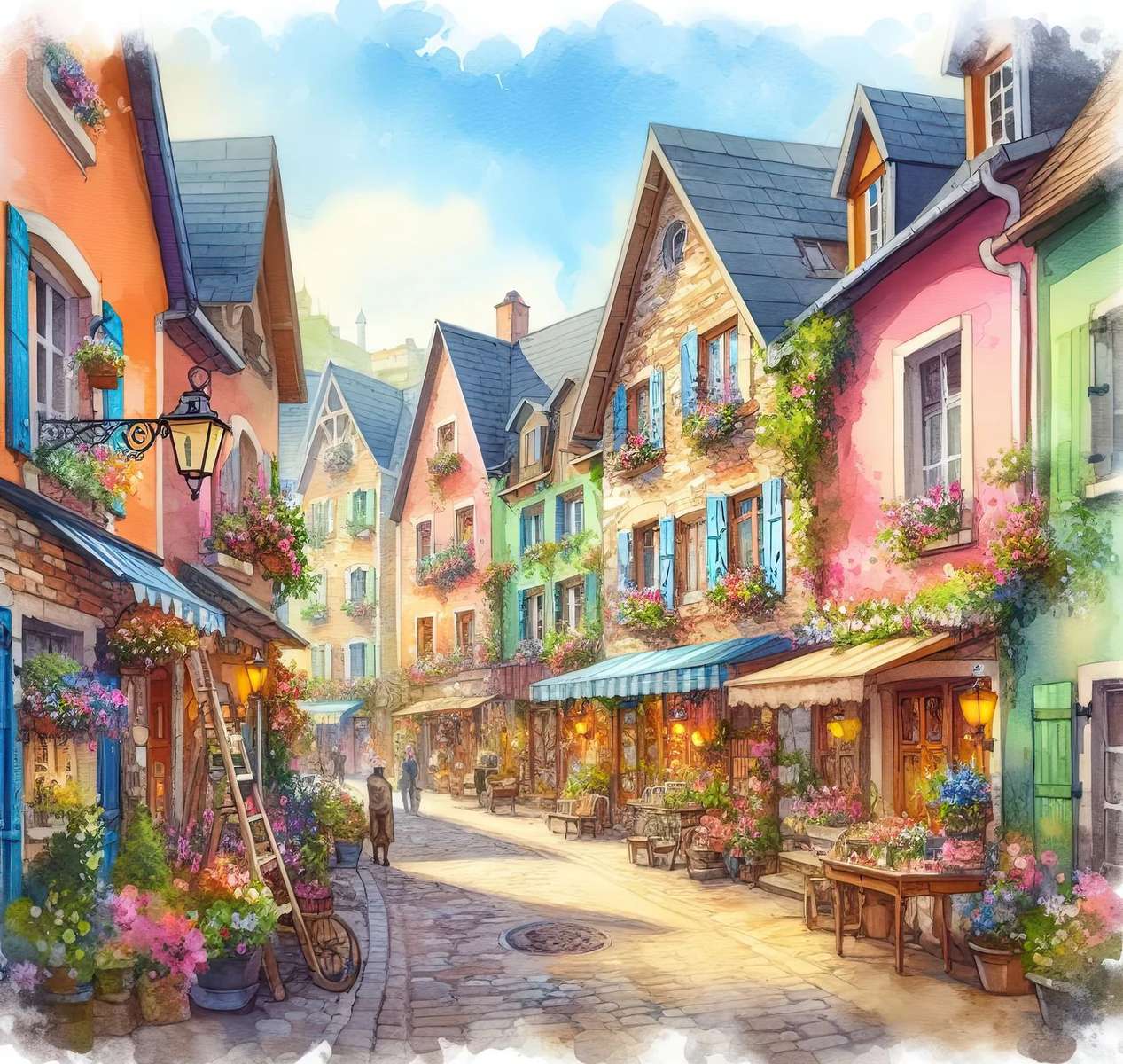 Village français puzzle en ligne