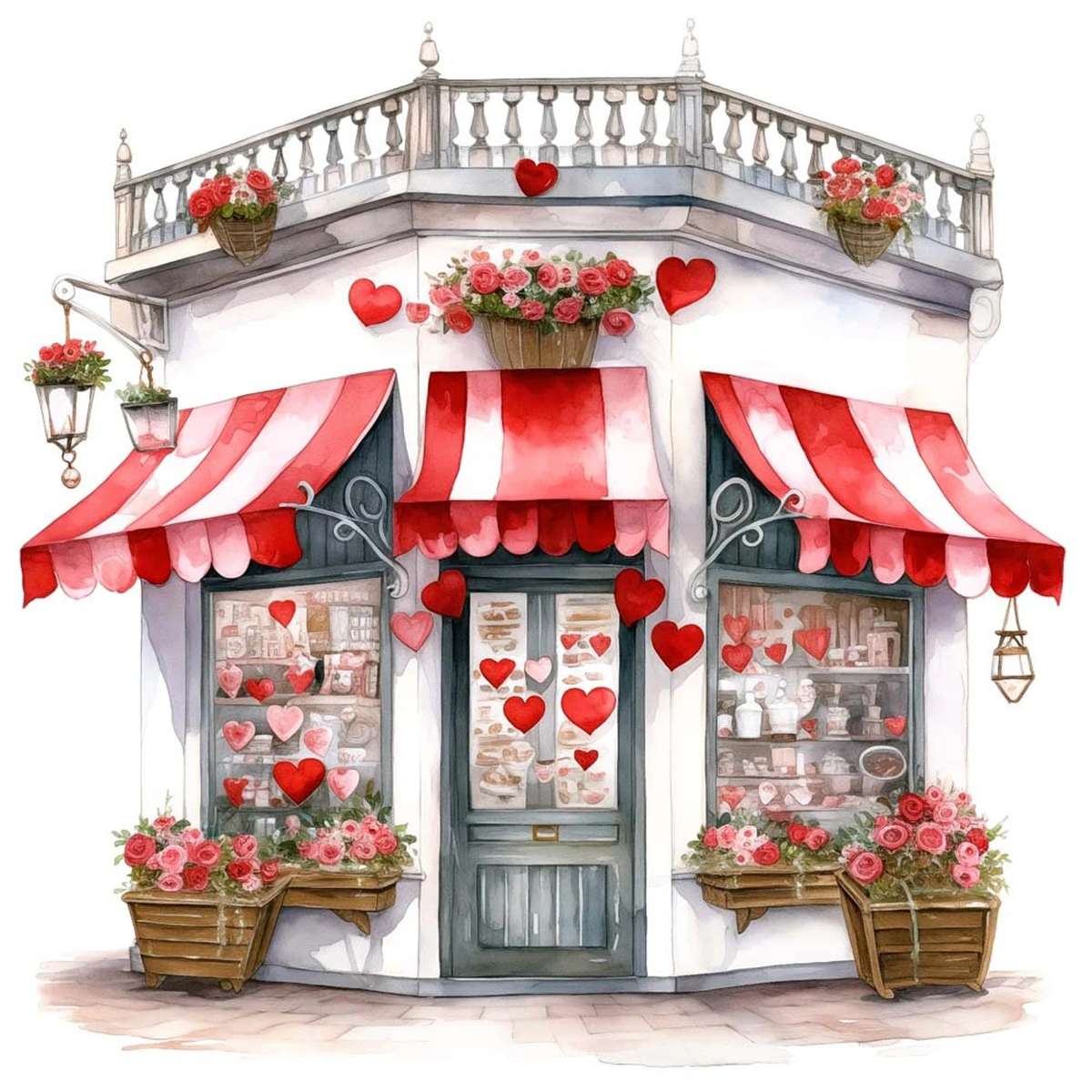 Милый магазин ко Дню святого Валентина пазл онлайн