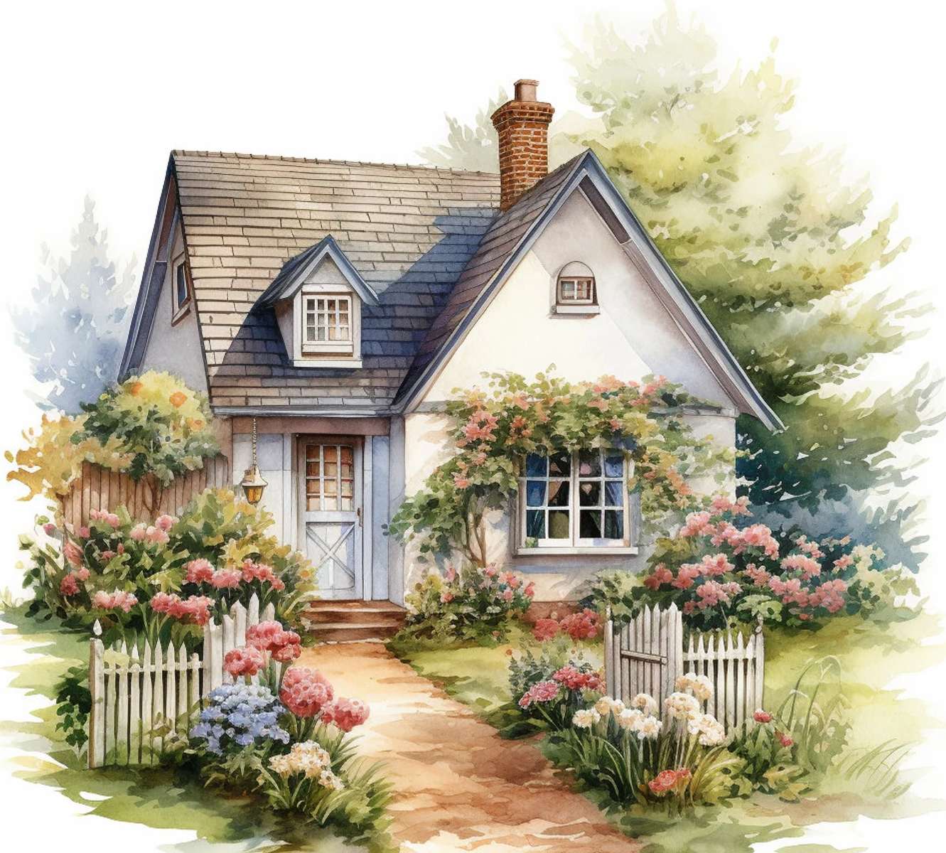 Country Cottage clipart online puzzle
