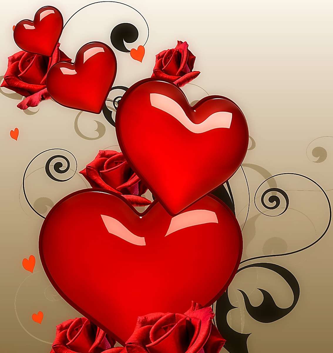 Piros szívek online puzzle