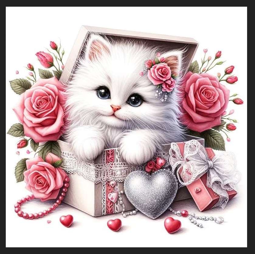 cute kitten and gift online puzzle