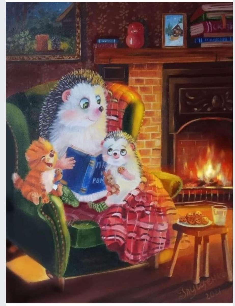 Storytelling by the fireside. jigsaw puzzle online