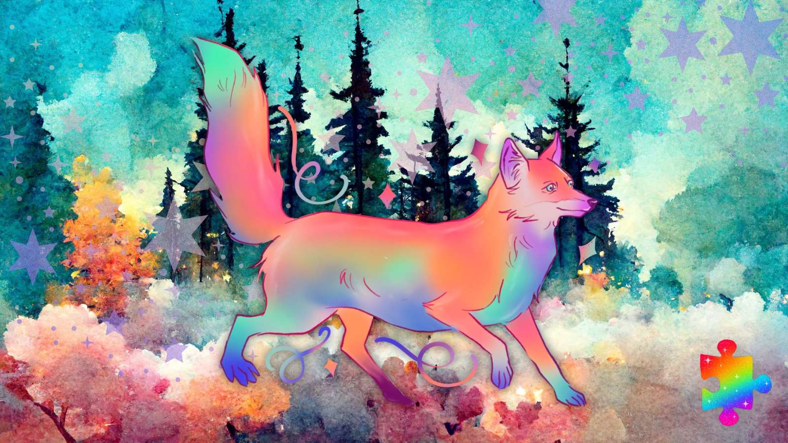 Rainbow Fox Pussel online