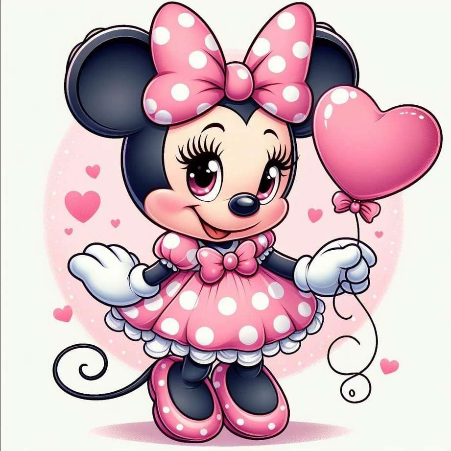 cute minnie mouse and heart-shaped balloon jigsaw puzzle online