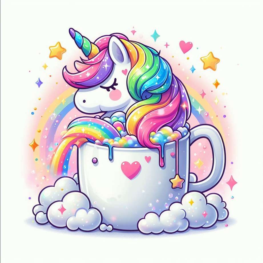 ceai frumos unicorn colorat jigsaw puzzle online