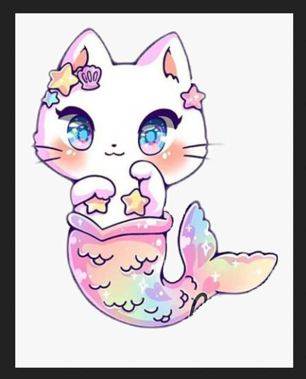 sladká barevná mořská panna kočka skládačky online