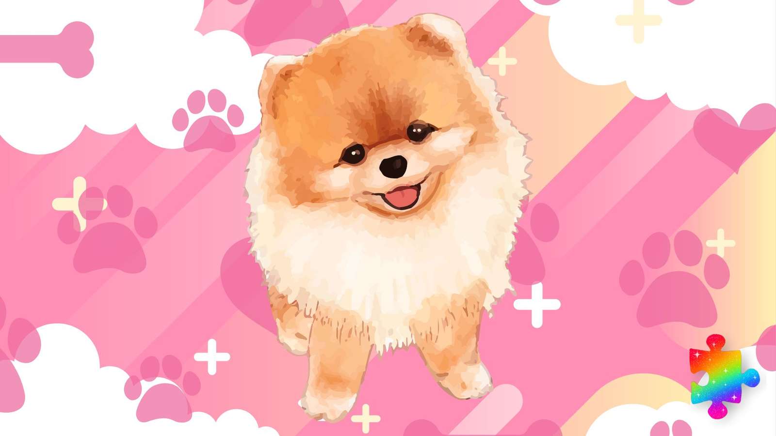 Χαριτωμένο σκυλί Pomeranian παζλ online