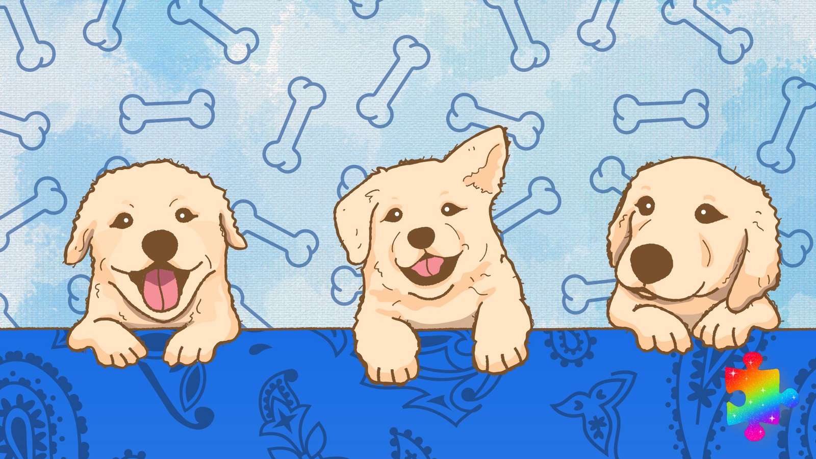 Cute Golden Retrievers online puzzle