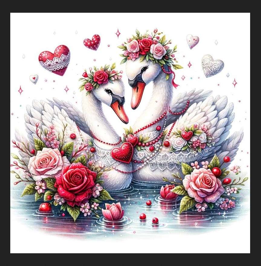 美しい白鳥と恋する心。 ジグソーパズルオンライン
