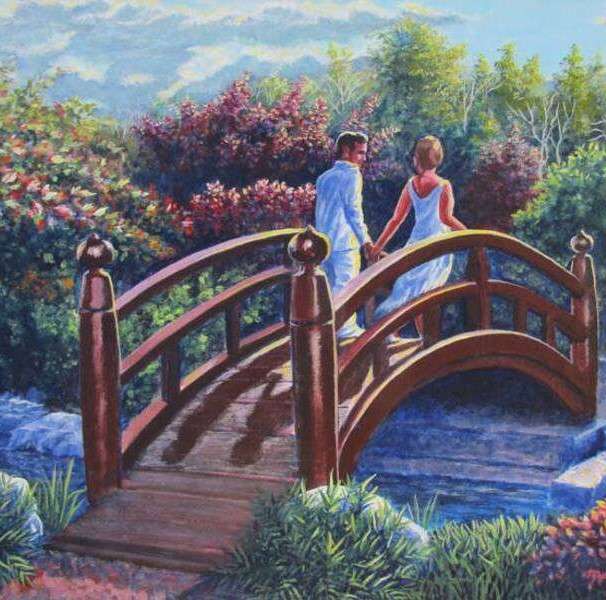 Couple in love on the bridge online puzzle