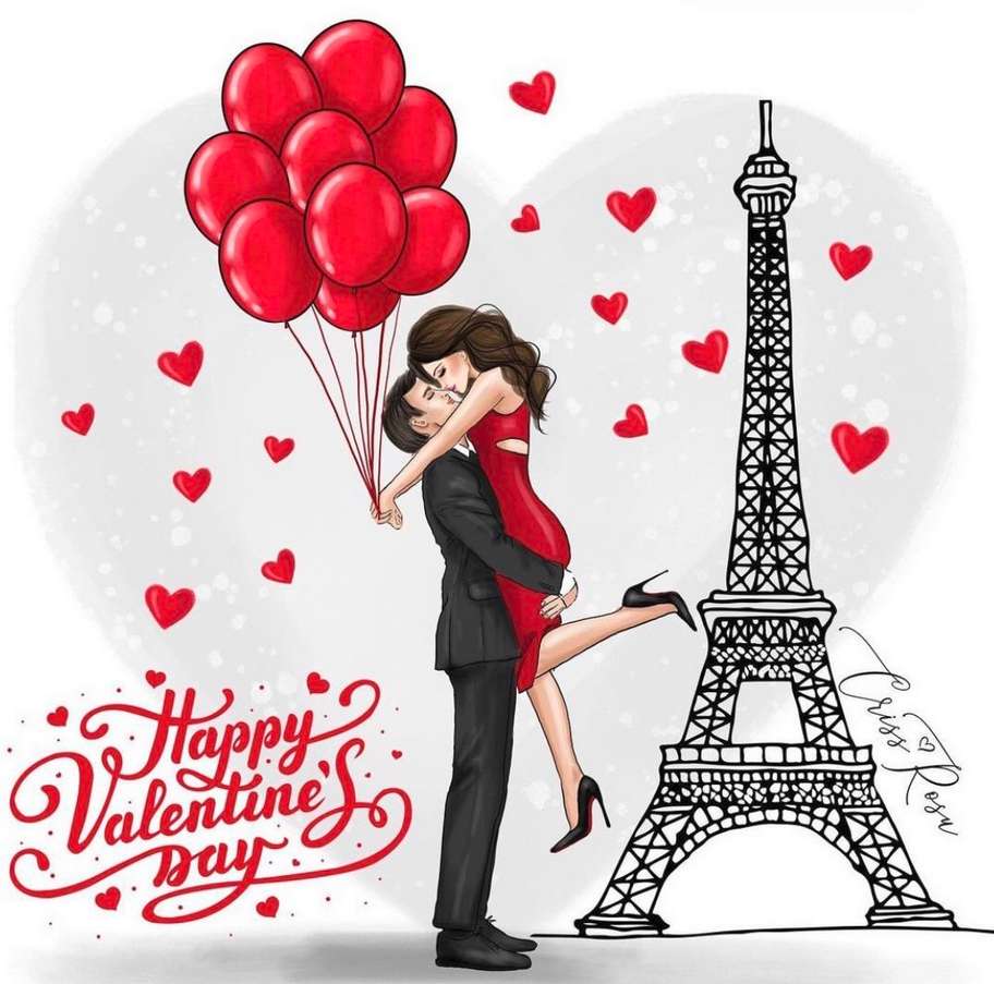 ερωτευμένο ζευγάρι στο Παρίσι παζλ online