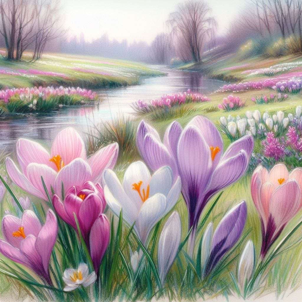 Field with crocus jigsaw puzzle online