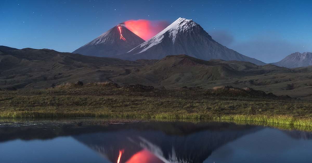 ενεργό ηφαίστειο Καμτσάτκα, Ρωσία online παζλ