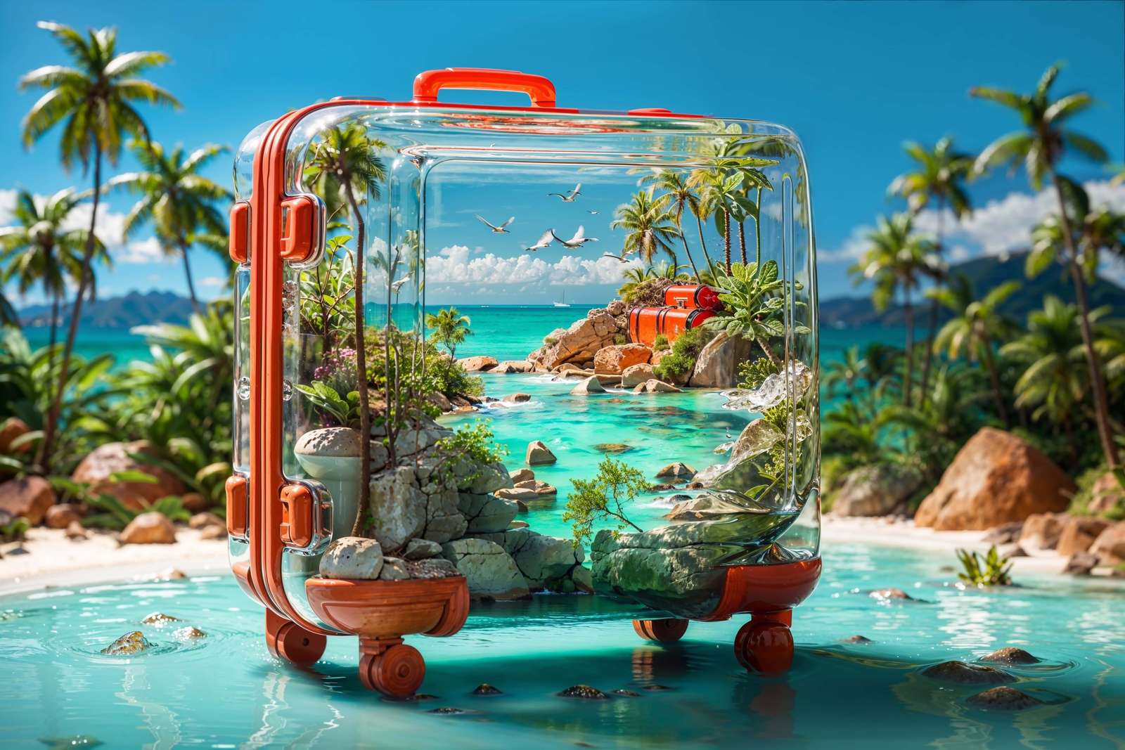 Тропический чемодан для отпуска пазл онлайн