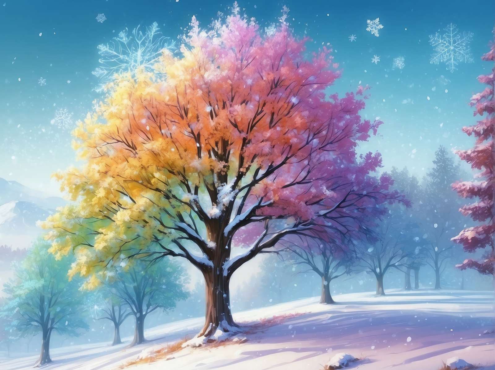 Зима в цвят онлайн пъзел