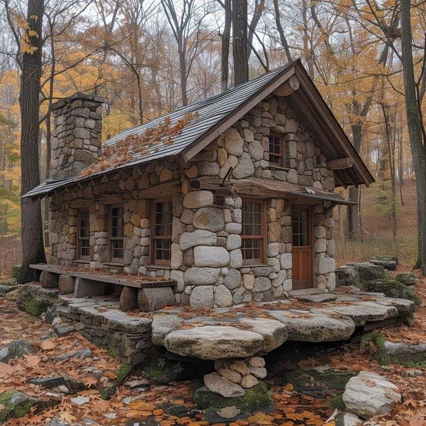 cabina di roccia nella foresta puzzle online