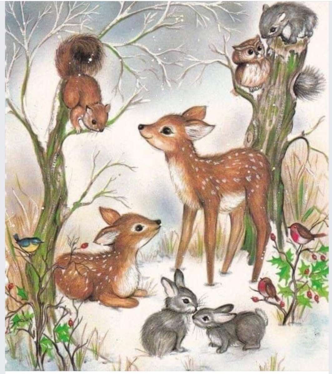 Eine Versammlung von pelzigen Leuten und Bambi Online-Puzzle