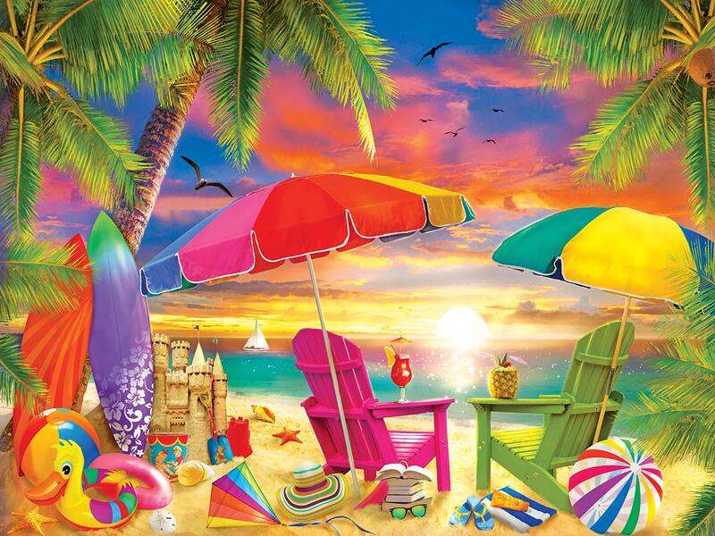 Coucher de soleil sur la plage puzzle en ligne