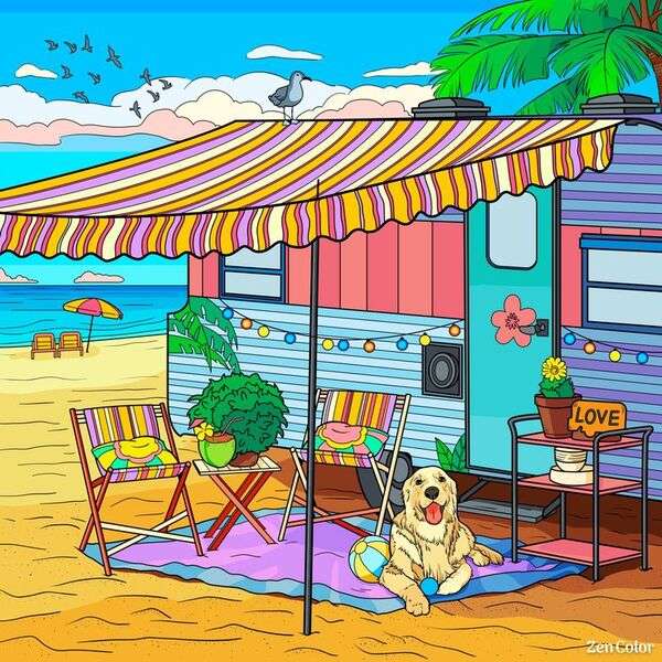 Кученце на плажа #275 онлайн пъзел