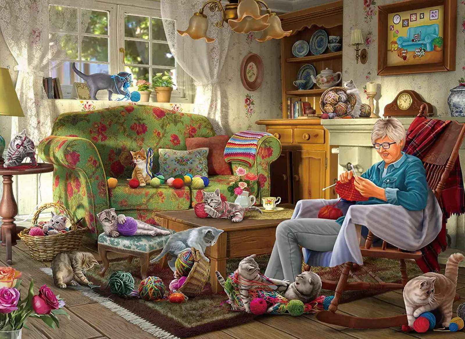 Bunica și pisici jigsaw puzzle online