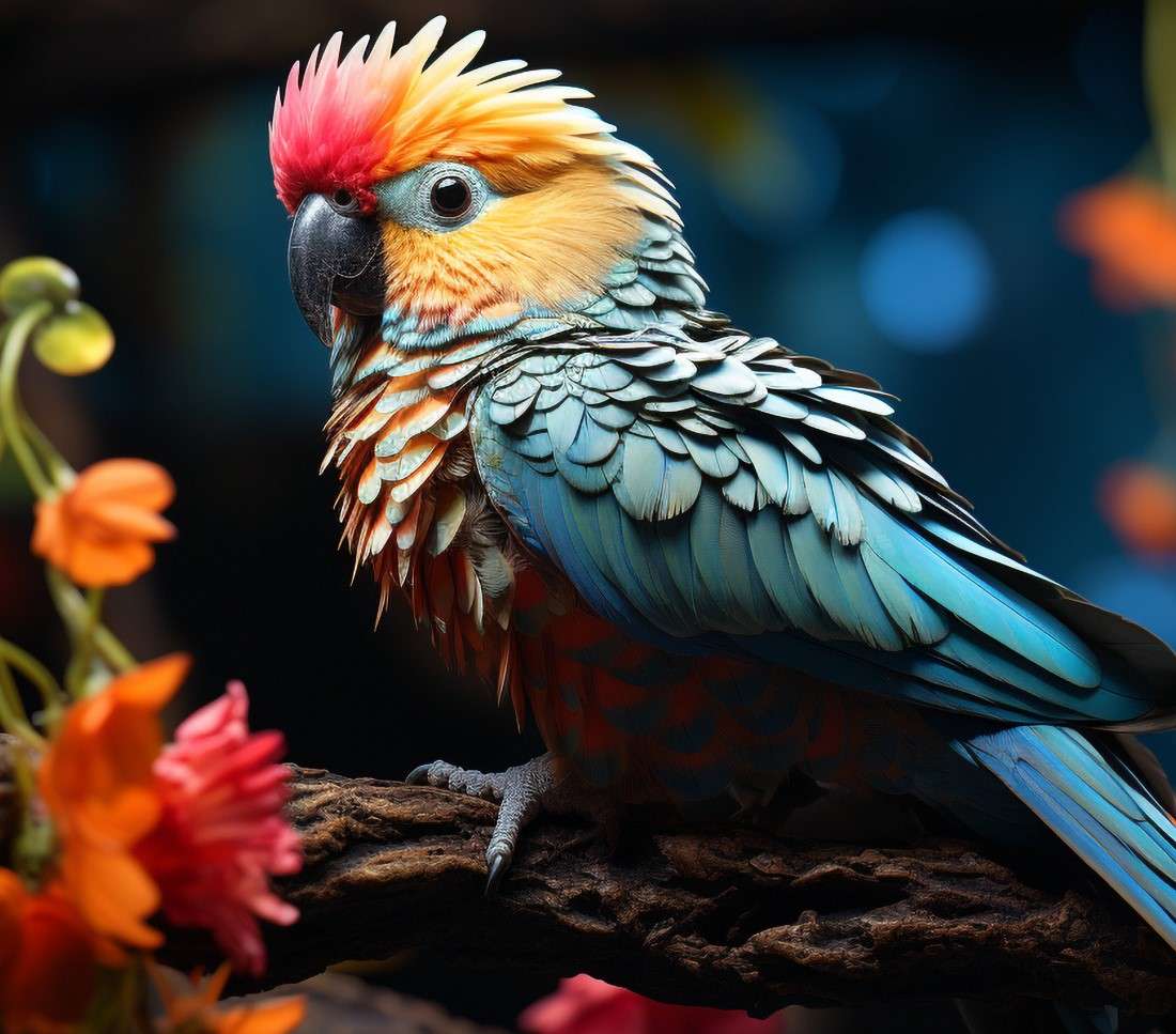 Färgglad papegoja pussel på nätet