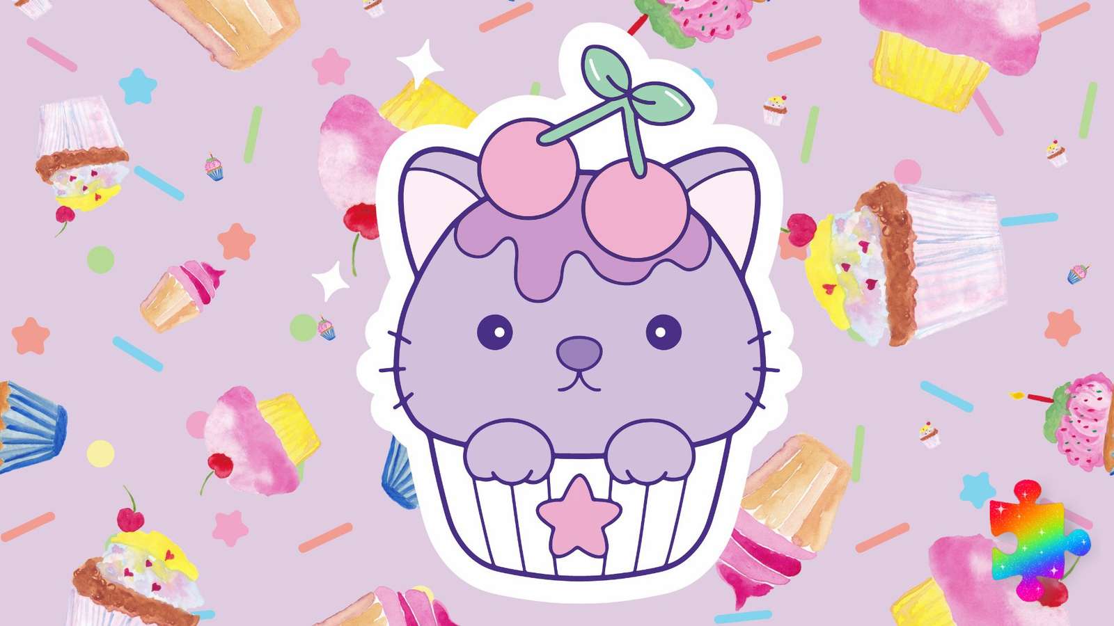 Cupcake met kersenkat online puzzel