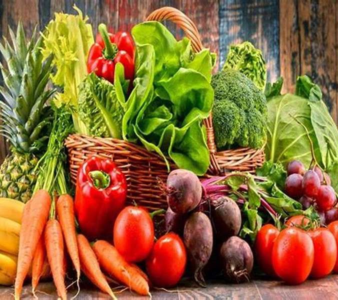 Frisches Gemüse und Früchte Online-Puzzle