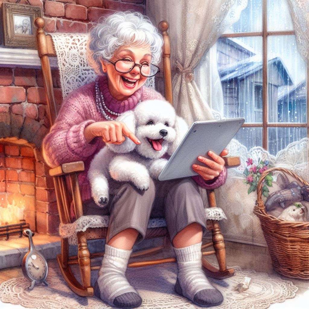 Oma mit ihrem Pudel Puzzlespiel online