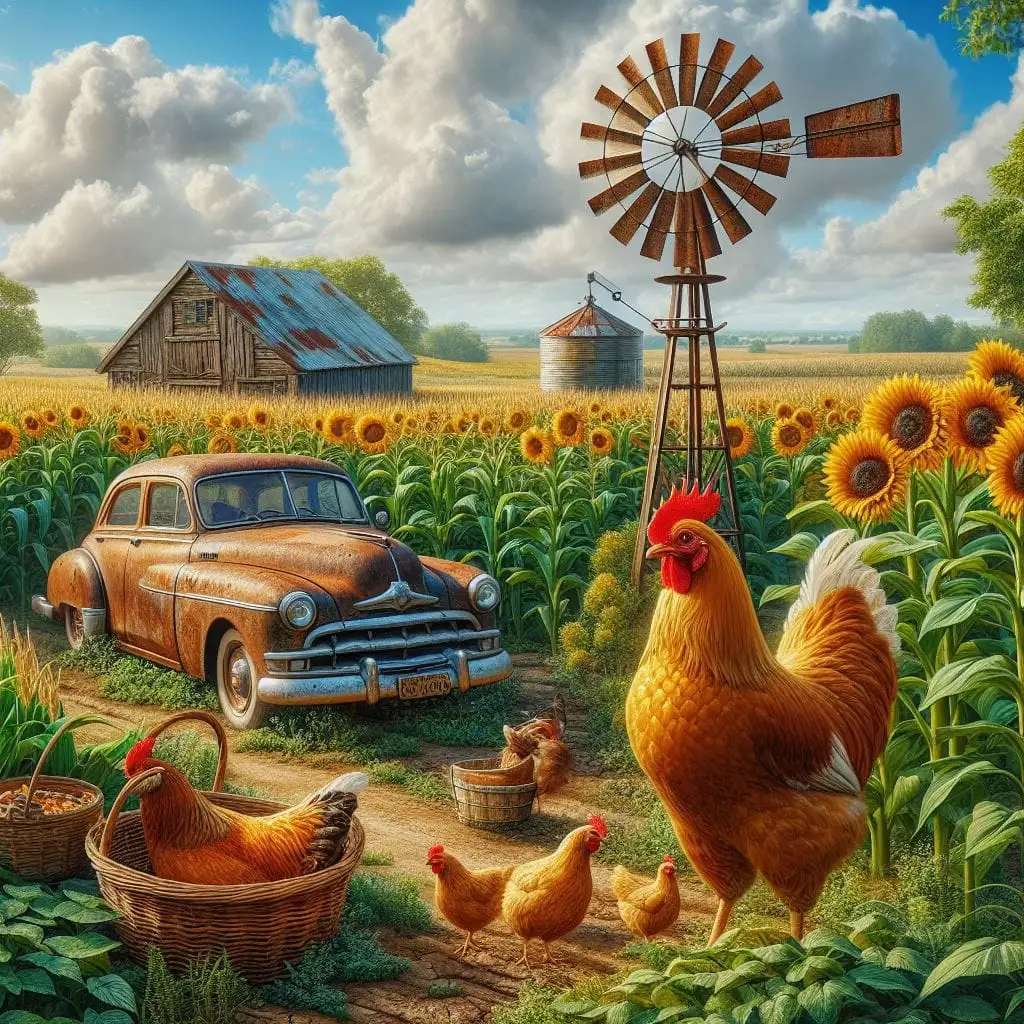 Kippen op de boerderij online puzzel
