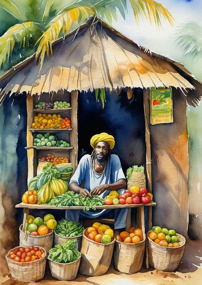 Obchod s jamajským rastafariánským vegetariánským jídlem skládačky online