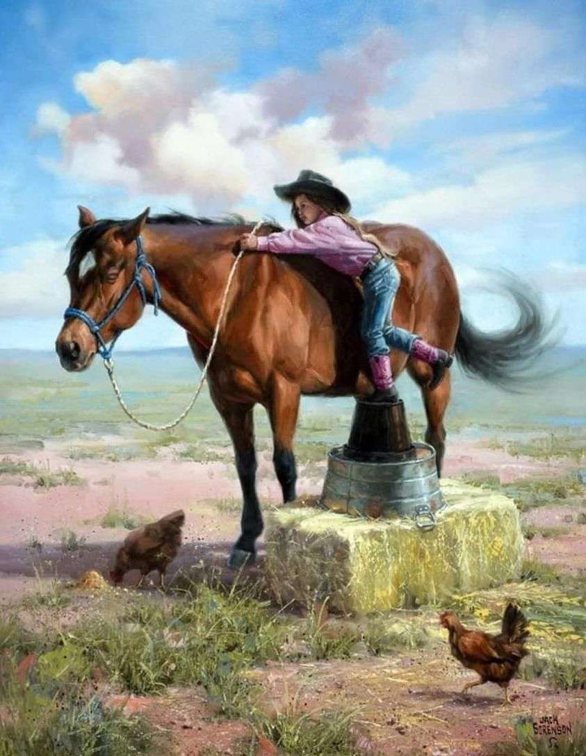 LITTLE GIRL GETTING ON HORSE online puzzle