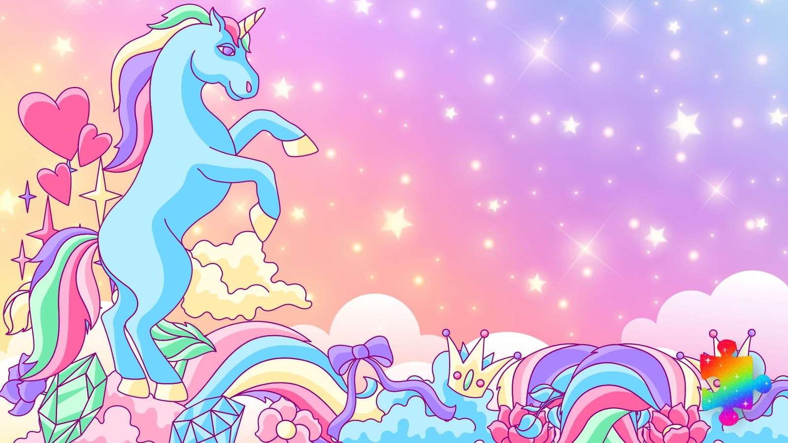 Einhorn-Regenbögen Puzzlespiel online