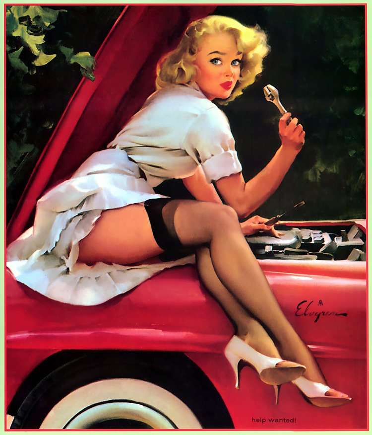 BLONDE WOMAN IN RED CAR jigsaw puzzle online