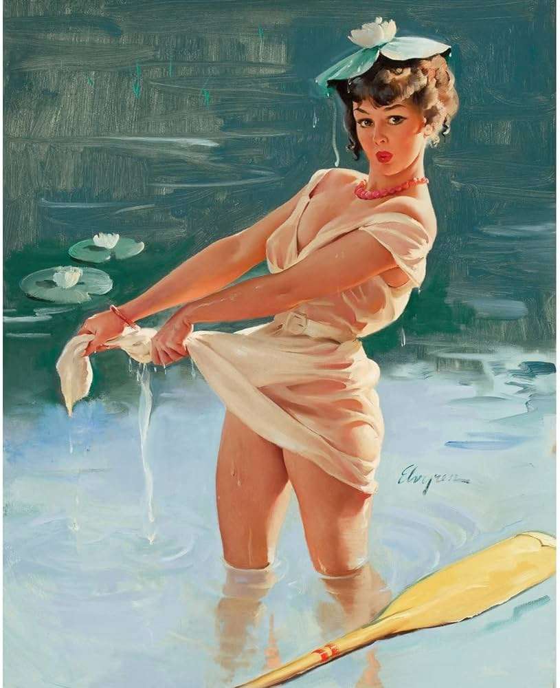 VINTAGE PIN UP - THE CANOE TURNED jigsaw puzzle online
