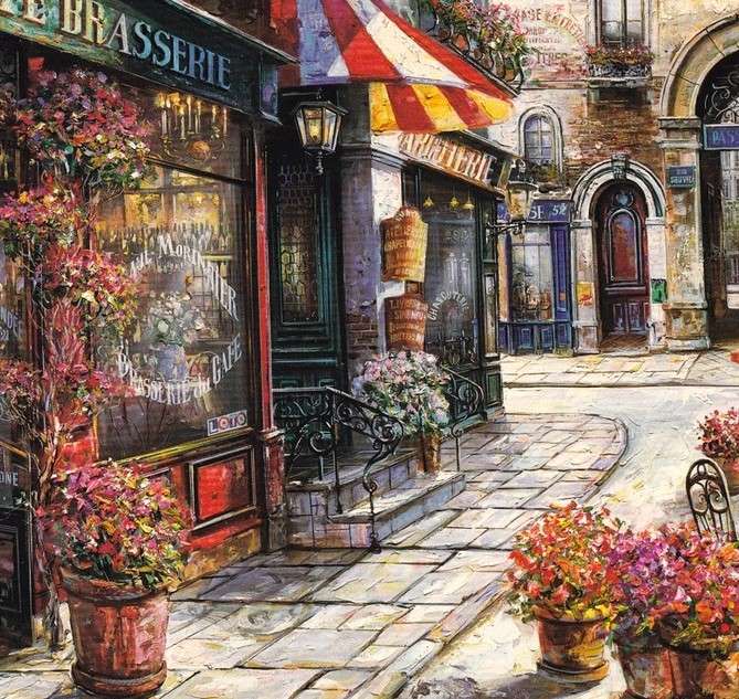 Street with a flower shop online puzzle