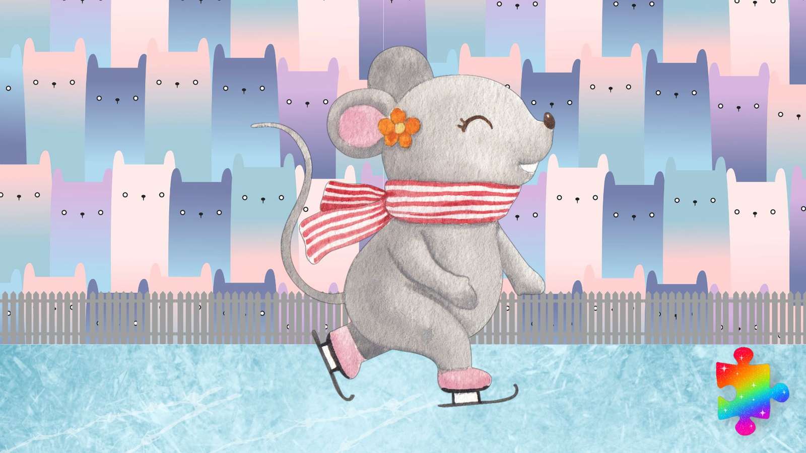 Ratón patinador sobre hielo rompecabezas en línea