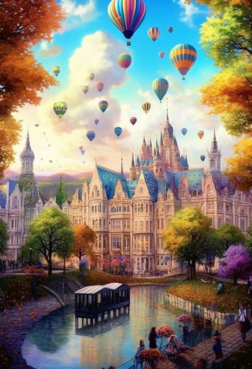 Ballonnen boven de grote stad legpuzzel online